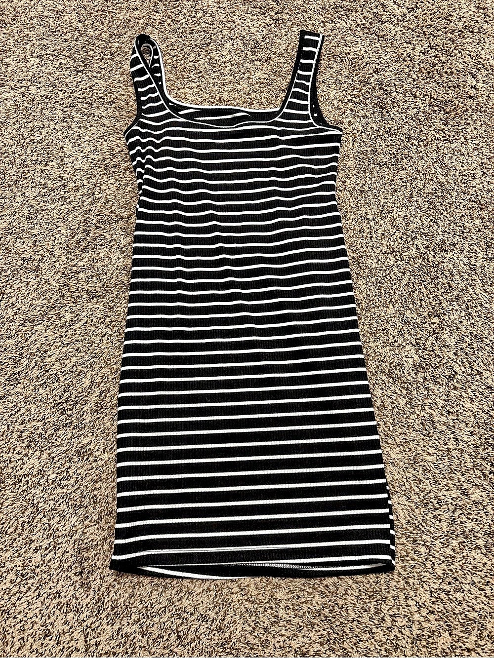 SHEIN Striped Ribbed Mini Dress in Black & White Size Medium - NWOT